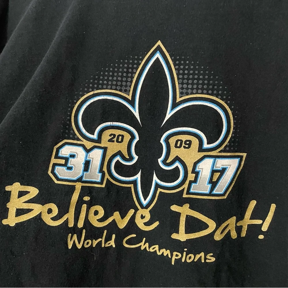 Y2K 2009 New Orleans Saints Football Black T Shirt // 2XL - Picture 2 of 4